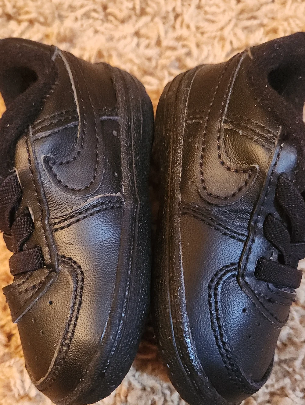 Nike Air Force 1 Black Baby Crib Shoes With Soft Sole Size 3C